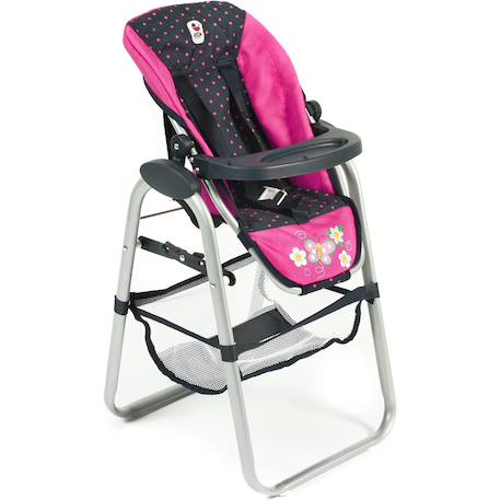 Chaise haute pour poupées - design marine et rose à pois. Noir et rose 2 - vertbaudet enfant 