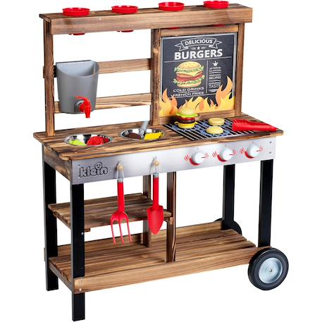 Cuisine d'été avec barbecue en bois Multicolore 2 - vertbaudet enfant 