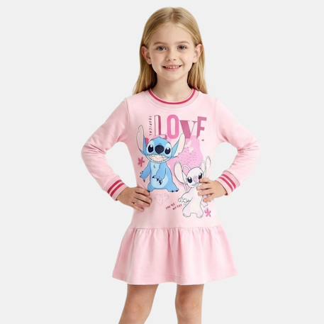 Fille-Robe manches longues avec personnages lilo & stitch