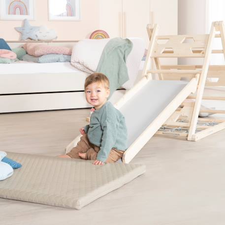 Planche de glisse réversible 2en1 toboggan et mur d'escalade Naturel et gris 2 - vertbaudet enfant 
