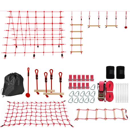 Parcours d'obstacles ninja enfants 10 m charge 100 kg pp rouge Rouge 2 - vertbaudet enfant 