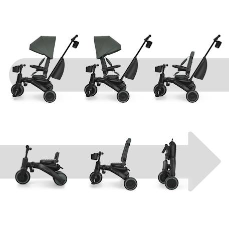 Tricycle Évolutif Kinderkraft JAZZ 3 Pliable avec Siège Pivotant, Position Semi-Allongée, Mode Draisienne et Capote UPF 50+ Beige+Gris+Rosa+Vert 20 - vertbaudet enfant 