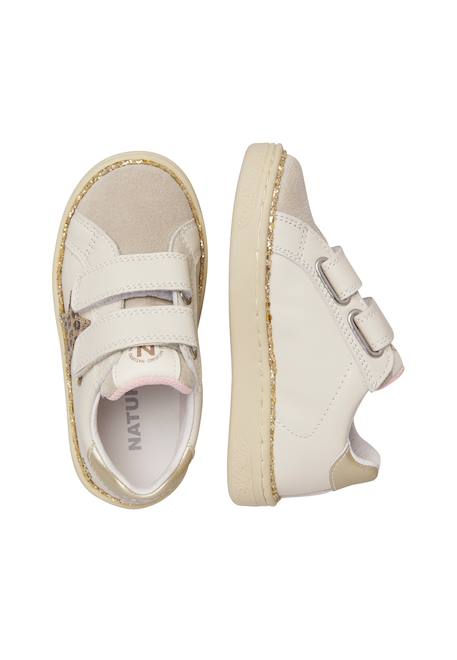 Baskets en cuir et en daim pinn vl. Blanc crème-céleste+Blanc-platine 9 - vertbaudet enfant 