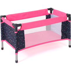 Jouet-Poupons et poupées-Poupées mannequins et accessoires-Lit de voyage pour poupées rose à pois