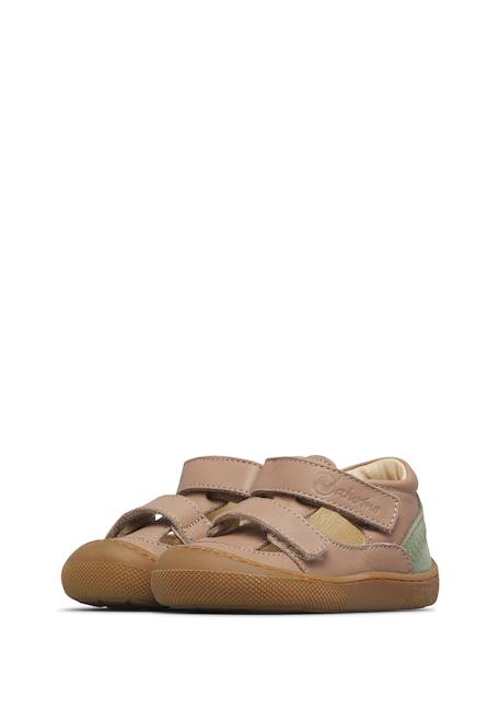 Sandales semi en cuir et en daim irtys Bleu clair-+Rose clair-+Tourterelle-militaire-+Vert-orange 15 - vertbaudet enfant 