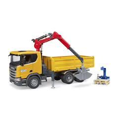 Jouet-Jeux d'imagination-Camion de chantier scania super 560r avec grue et 2 palettes