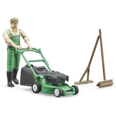 Bworld jardinier avec tondeuse à gazon et outils de jardinage Vert 1 - vertbaudet enfant 