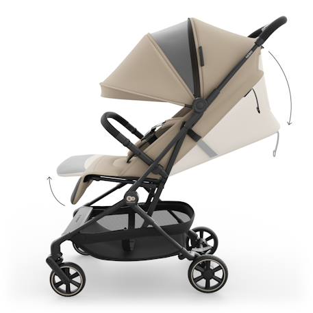 Poussette cabine ultralégère NEBO pliage une main format avion iata dossier inclinable Beige+Gris+Noir 3 - vertbaudet enfant 