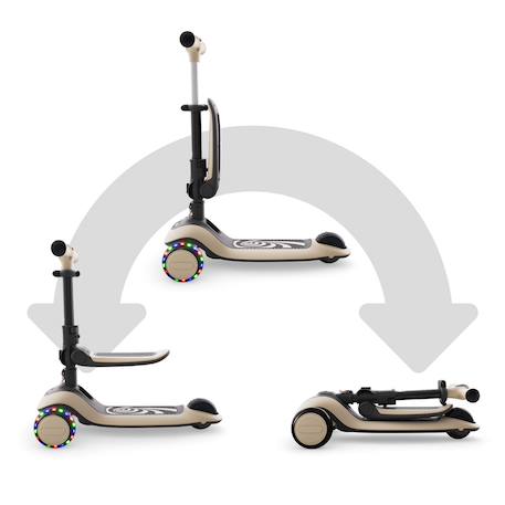 Trottinette Kinderkraft HALLEY 2 2-en-1 avec Siège Réglable 25-33 cm, Guidon 4 Hauteurs, Roues LED et Pliage Rapide Blanc+Rose+Vert 3 - vertbaudet enfant 