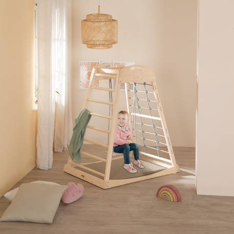 Tour d'escalade en bois massif avec balançoire Naturel 3 - vertbaudet enfant 