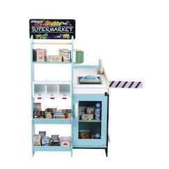 Jouet-Jeux d'imitation-Marchande - Supermarché en bois avec accessoires