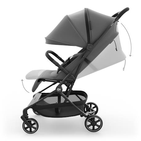 Poussette cabine ultralégère NEBO pliage une main format avion iata dossier inclinable Gris+Noir 3 - vertbaudet enfant 