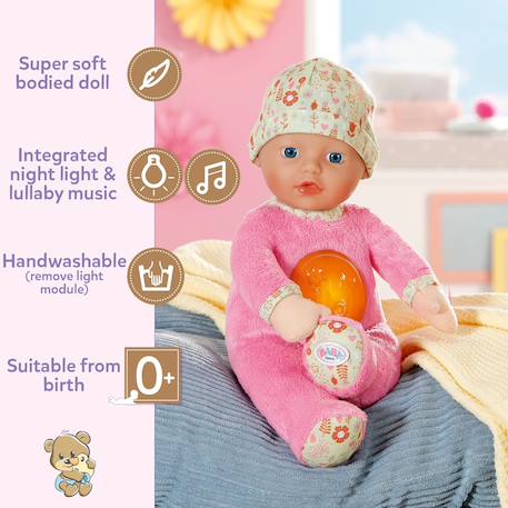 Baby born - compagnons de nuit pour bébés 30cm Rose 1 - vertbaudet enfant 