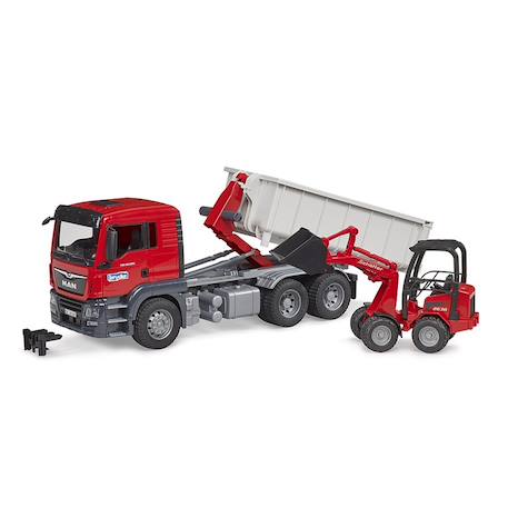 Camion man tgs avec benne amovible et chargeur schäffer Rouge 2 - vertbaudet enfant 