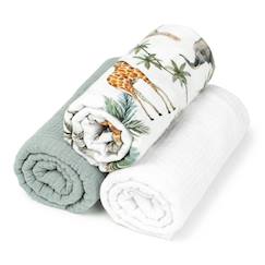 Linge de maison et décoration-Lot de 3 draps housses couffin en coton safari