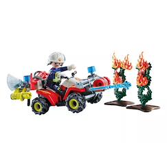 Jouet-Jeux d'imagination-Pompier avec quad et deux arbustes enflammés 71825