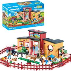 Jouet-Jeux d'imagination-Figurines, mini mondes, héros et animaux-Pension des animaux avec soigneurs et enfant 71599