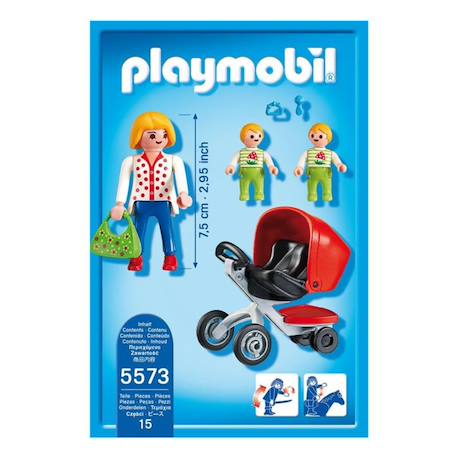 City life - maman avec jumeaux et landau 5573 Multicolore 1 - vertbaudet enfant 