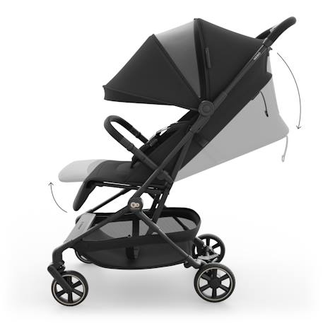 Poussette cabine ultralégère NEBO pliage une main format avion iata dossier inclinable Gris+Noir 9 - vertbaudet enfant 