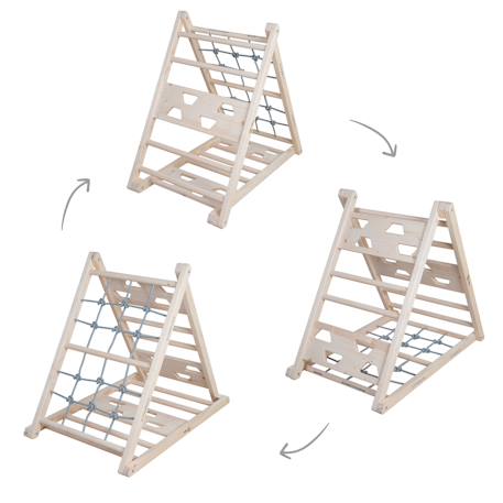 Triangle d'escalade triple défi en bois massif Naturel 3 - vertbaudet enfant 