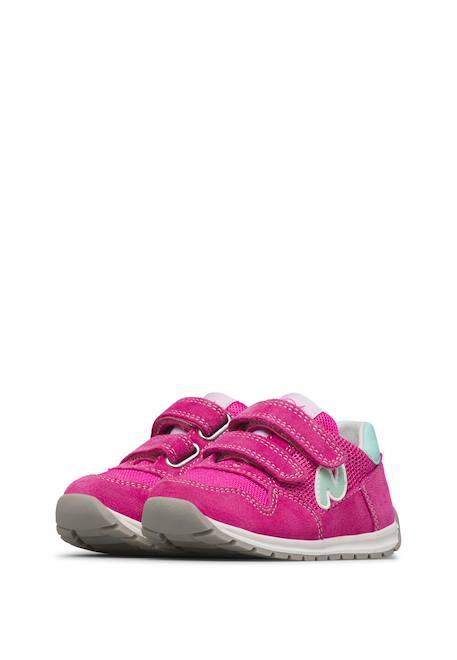 Sneakers en cuir et tissu sammy 3 vl. Beige-vert+Bleu foncé-orange+Céleste-jaune+Fuchsia-vert+Gris-bleu+Rose-fuchsia+Rose-jaune+Rouge-vert+Sage-rose 20 - vertbaudet enfant 