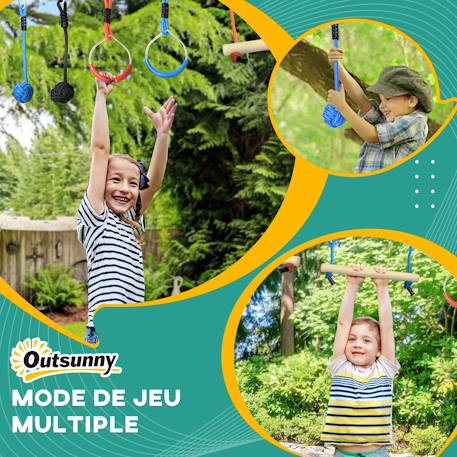 Parcours d'obstacles ninja enfant - 30 accessoires, 10 m de slackline - sac de transport Rouge 5 - vertbaudet enfant 