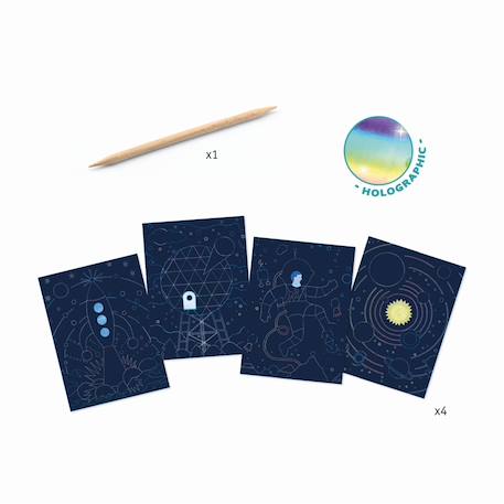 4 cartes à gratter mission cosmique Multicolore 1 - vertbaudet enfant 