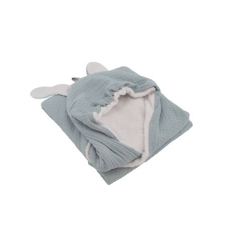 Cape de bain en gaze de coton avec oreilles de lapin Bleu gris+Céladon 3 - vertbaudet enfant 