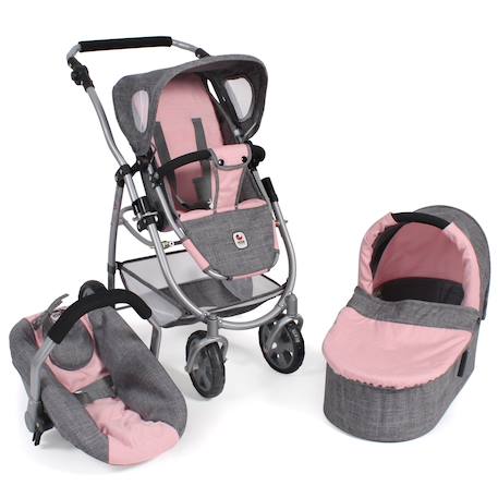 La poussette combinée pour poupée 3 en 1 emotion 'all in' - coloris 15 Gris et rose 2 - vertbaudet enfant 