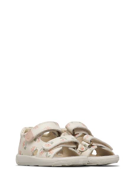 Sandales en cuir july Blanc-rose- 2 - vertbaudet enfant 