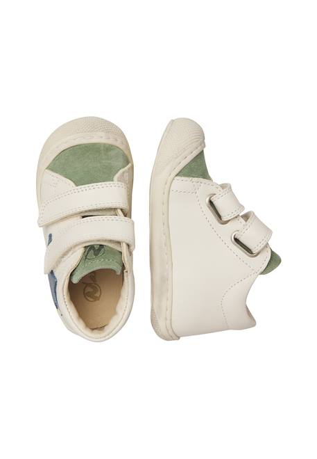 Chaussures en cuir et en daim kolde vl Blanc crème-vert+Blanc-beige-+Blanc-gris- 4 - vertbaudet enfant 