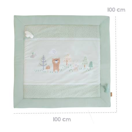 Tapis d'éveil en coton imprimé forêt woodland buddies Vert pastel 3 - vertbaudet enfant 