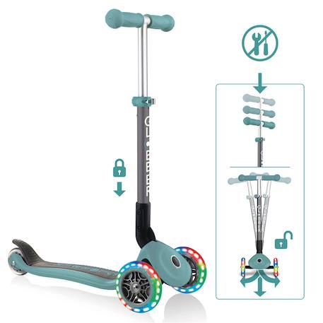 Trottinette primo - 120/80 mm, abec 5, 3 roues, réglable, roues led Bleu 2 - vertbaudet enfant 