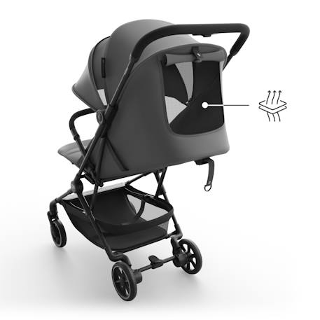 Poussette cabine ultralégère NEBO pliage une main format avion iata dossier inclinable Gris+Noir 6 - vertbaudet enfant 