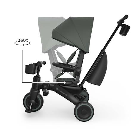 Tricycle Évolutif Kinderkraft JAZZ 3 Pliable avec Siège Pivotant, Position Semi-Allongée, Mode Draisienne et Capote UPF 50+ Beige+Gris+Rosa+Vert 21 - vertbaudet enfant 