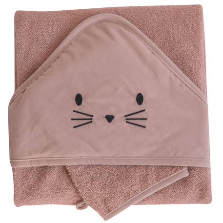 Set sortie de bain et gant lapin Blanc+Bleu+Gris perle+Terracotta 7 - vertbaudet enfant 