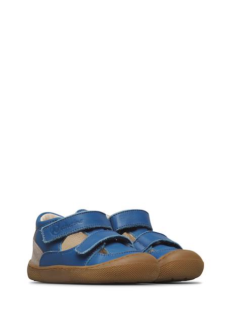 Sandales semi en cuir et en daim irtys Bleu clair-+Rose clair-+Tourterelle-militaire- 2 - vertbaudet enfant 