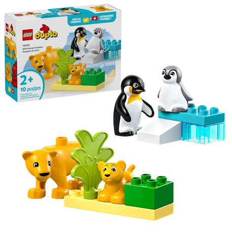 Duplo familles d'animaux sauvages : pingouins et lions 10442 Multicolore 2 - vertbaudet enfant 