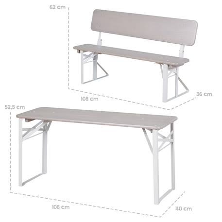 Table pique-nique pliante avec bancs à dossier pour 4 enfants Gris+Teck 3 - vertbaudet enfant 