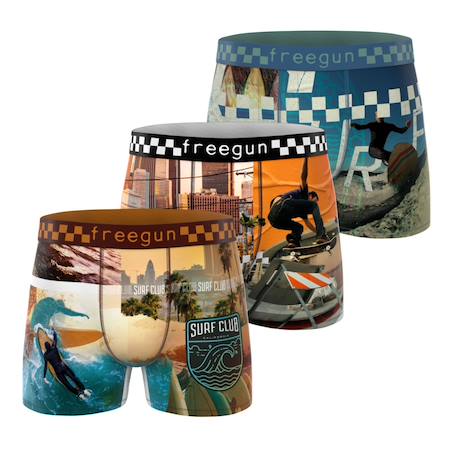 Lot de 3 boxers  california vibes Beige/bleu/orange 1 - vertbaudet enfant 