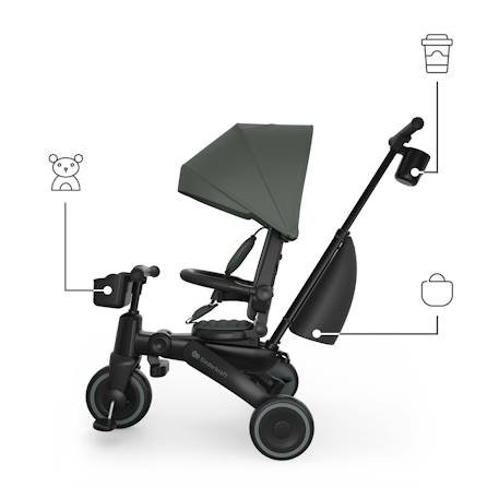 Tricycle JAZZ 3, évolutif 6 modes dès 9 mois pivotant, dossier inclinable, capote upf 50+, poignée parent, compact, mode draisienne, roue libre, jusqu’à 25 kg Beige+Vert 11 - vertbaudet enfant 