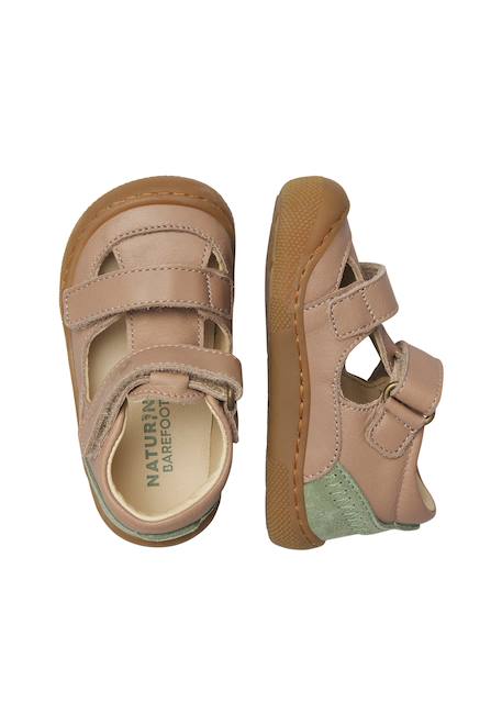 Sandales semi en cuir et en daim irtys Bleu clair-+Rose clair-+Tourterelle-militaire-+Vert-orange 14 - vertbaudet enfant 