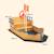 Bac à sable bateau de pirate - banc, coffre rangement, gouvernail, drapeau, bâche - bois sapin pré-huilé Jaune 3 - vertbaudet enfant 