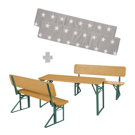 Table pique-nique pliante avec bancs et coussins pour 4 enfants Gris+Teck 8 - vertbaudet enfant 