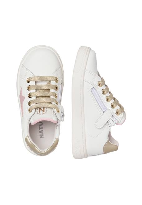Baskets en cuir pinn zip. Blanc-rose-platine 4 - vertbaudet enfant 