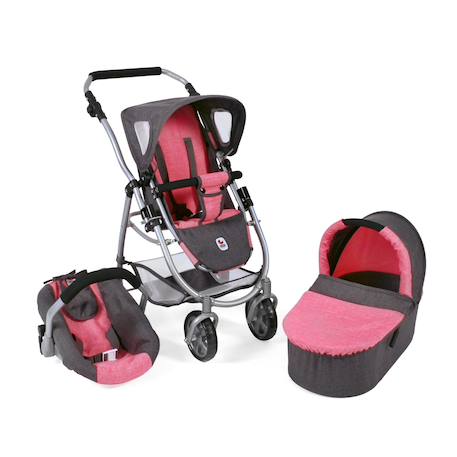 La poussette combinée 3 en 1 emotion 'all in' pour poupons Multicolore+Noir et rose+Rose+Rose et bleu+Rose et gris+Rose fuschia+Violet+Violet étoiles 24 - vertbaudet enfant 