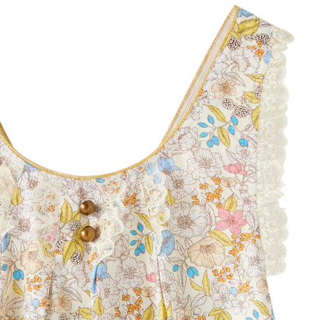 Blouse  fleurie liberty   à bretelles croisées  anaïs Jaune bleu rose pastel 6 - vertbaudet enfant 