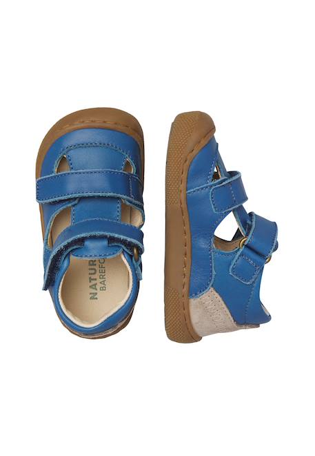 Sandales semi en cuir et en daim irtys Bleu clair-+Rose clair-+Tourterelle-militaire-+Vert-orange 4 - vertbaudet enfant 