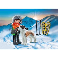 Jouet-Jeux d'imagination-Figurines, mini mondes, héros et animaux-My life jeune garçon en raquettes avec son saint bernard 71741
