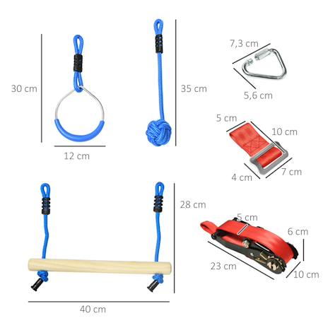 Parcours d'obstacles ninja enfant - 30 accessoires, 10 m de slackline - sac de transport Rouge 3 - vertbaudet enfant 